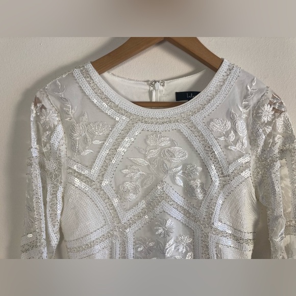 Lulus Spread Your Shine White Embroidered Long Sleeve Mini Dress Small NWT - Picture 10 of 16